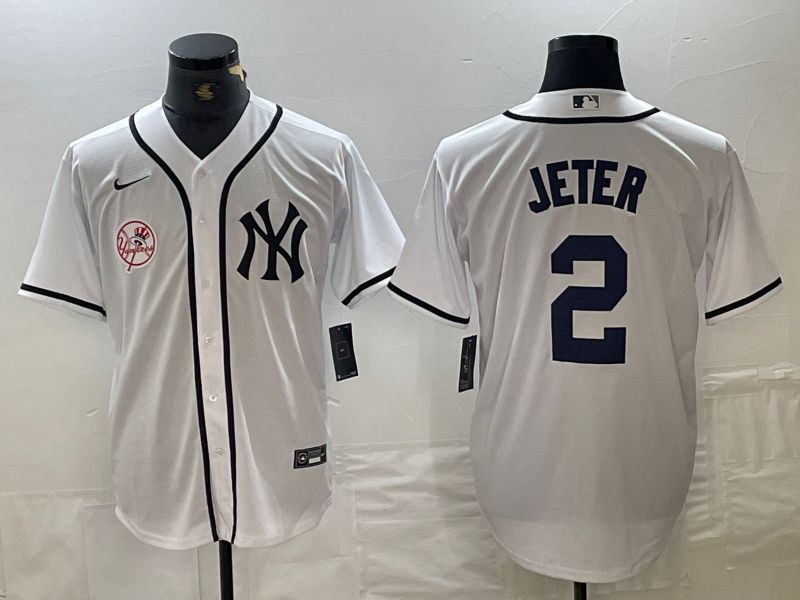 Men New York Yankees 2 Jeter White Third generation joint name Nike 2024 MLB Jersey style 3
